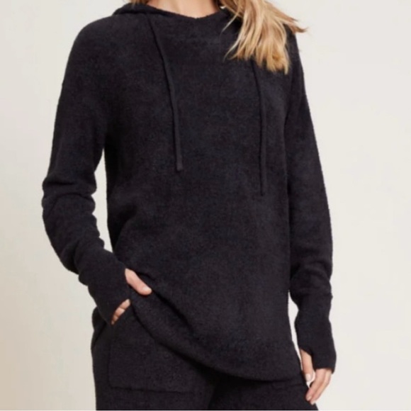 Barefoot Dreams CozyChic Lite Shirttail Hooded Pullover Black Size Large - Picture 1 of 5